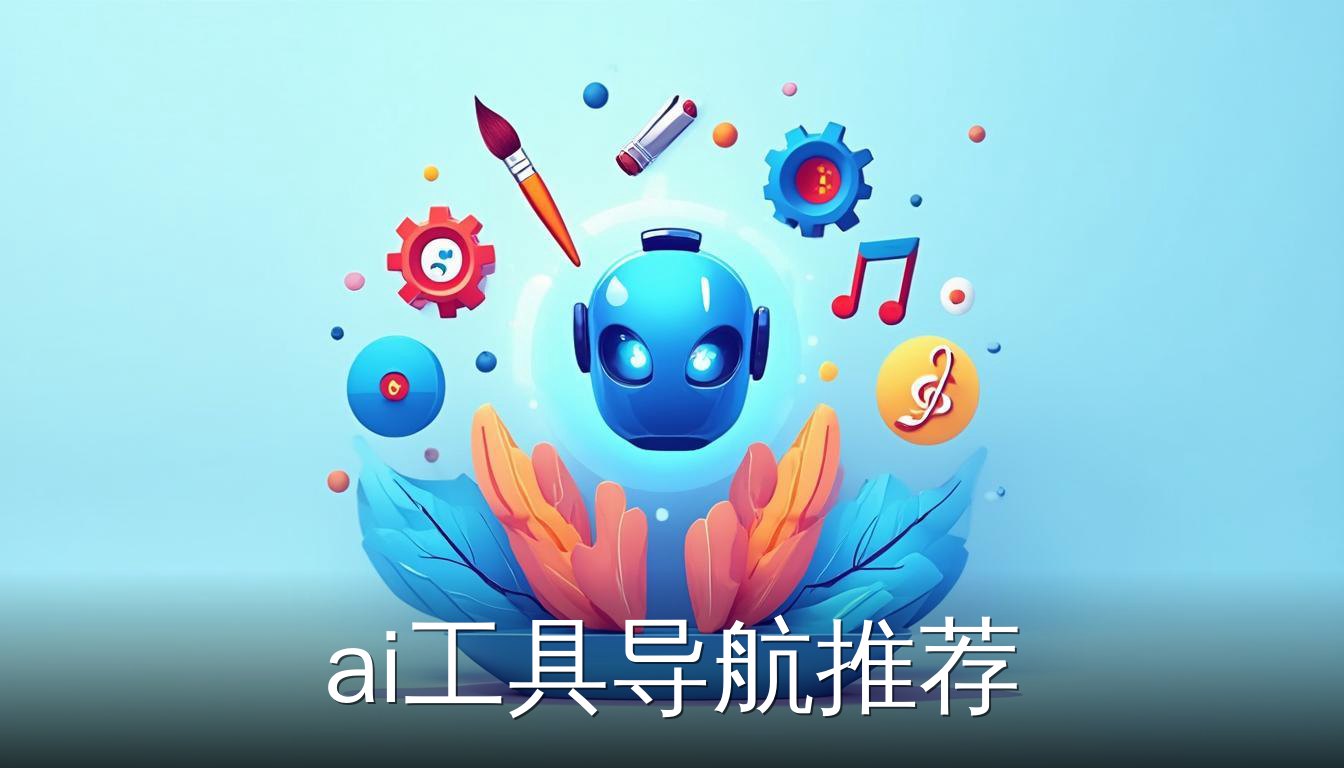 AI工具导航推荐：发光图标与多种工具图标环绕的扁平插画