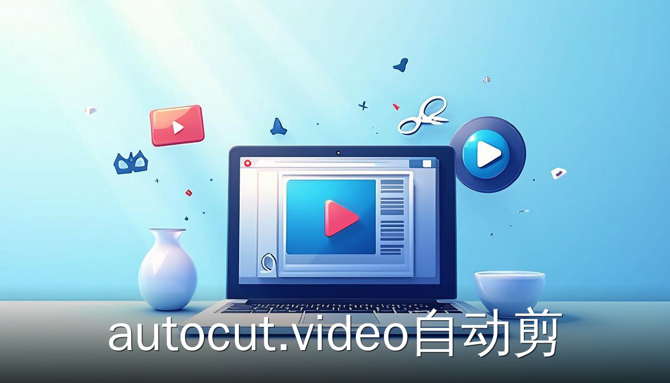 autocut.video自动剪辑神器在笔记本电脑上运行，显示视频编辑界面