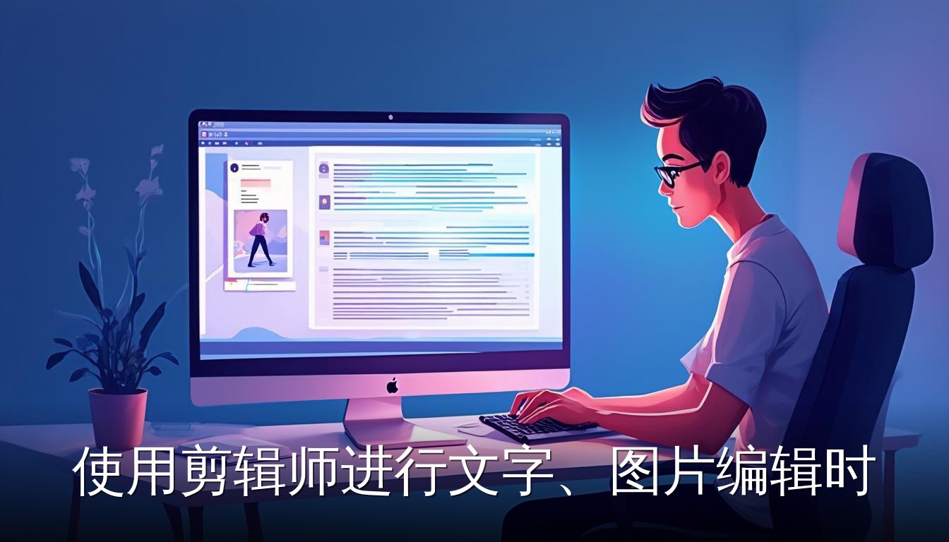 使用剪辑师进行文字图片编辑时的工作场景