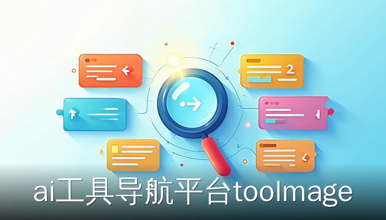 ai工具导航平台toolmage 的虚拟界面，展示分类卡片和筛选功能